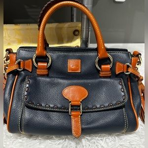 Vintage Dooney & Bourke Navy Pebble Grain Satchel